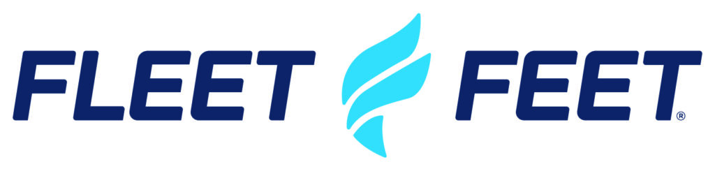 Fleet Feet Logo in dark and light blue.