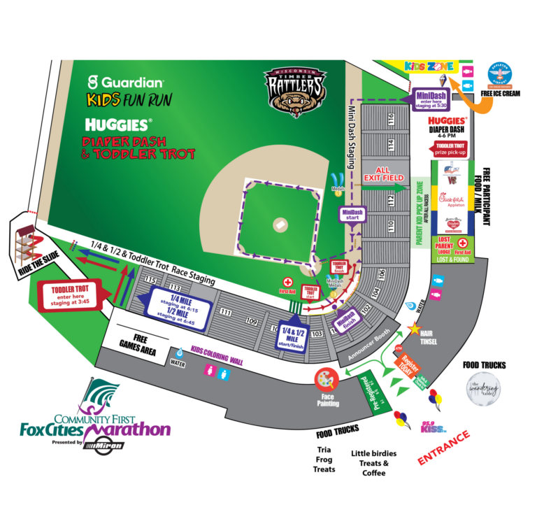 Fox Cities Marathon Kids Fun Run map for 2026.
