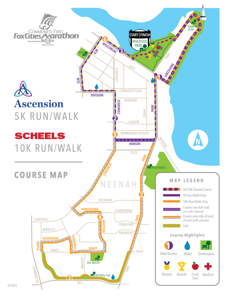 Fox Cities Marathon 5K & 10K Course Map 2023