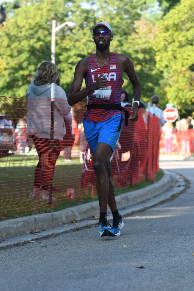 Jordan Crawford race walking at the Fox Cities Marathon