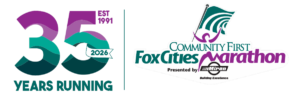 Fox Cities Marathon 35 Year Legacy Running Logo.