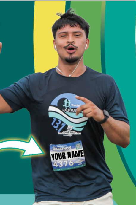 Fox Cities Marathon runner with personalized bib.