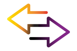 Orange arrow pointing left and purple arrow pointing right.