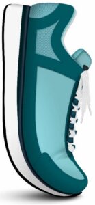 Fox Cities Marathon blue running shoe.
