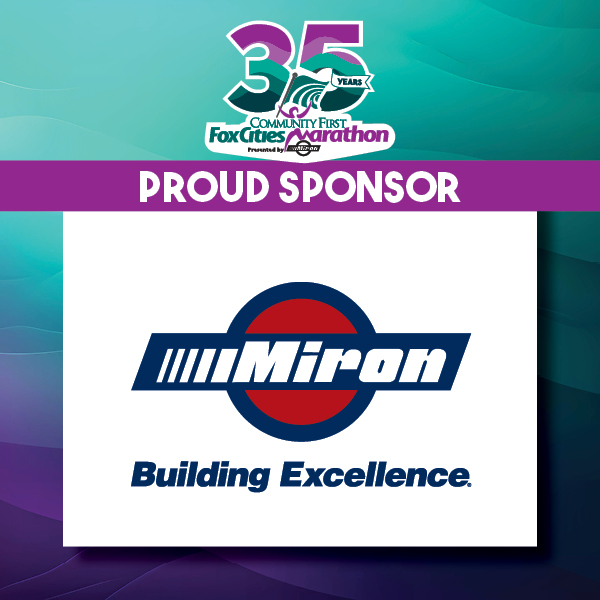 Fox Cities Marathon proud sponsor Miron Construction logo.