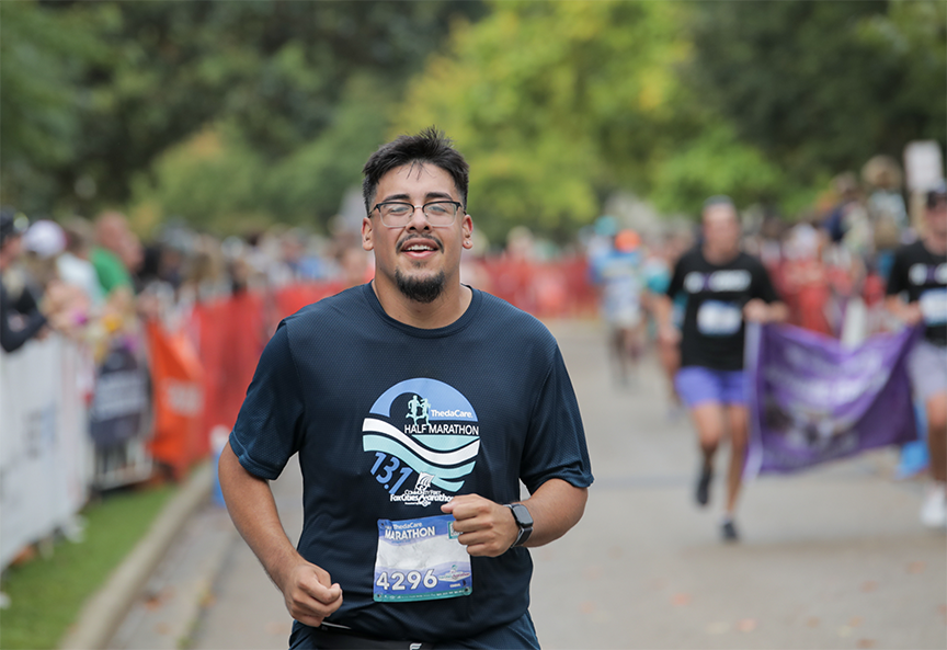 Fox Cities Marathon runners, male in lead.