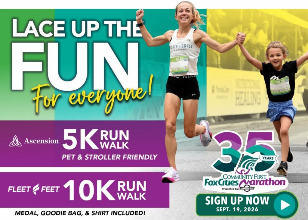 Fox Cities Marathon lace up the fun for everyone ad.