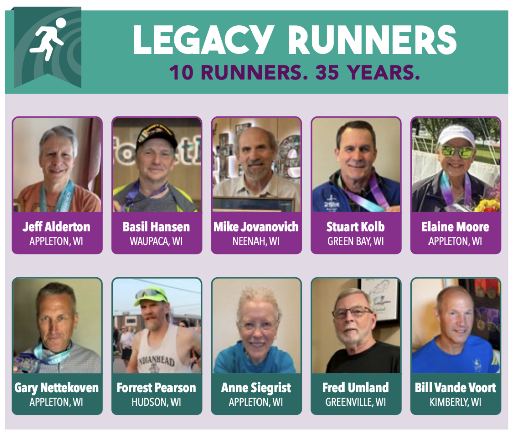 Fox Cities Marathon 35 year Legacy Runners, grid of 10 runners.